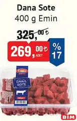 EMİN DANA SOTE 400 G fiyat ve kampanya bilgisi